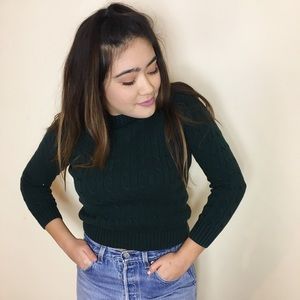 Dark Green Ralph Lauren Cable Knit Sweater